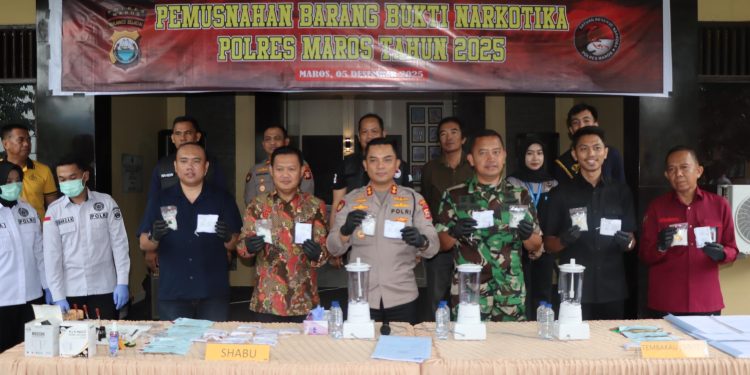 POLRES MAROS MUSNAHKAN RATUSAN GRAM NARKOTIKA HASIL UNGKAPAN KASUS AGUSTUS–DESEMBER 2025