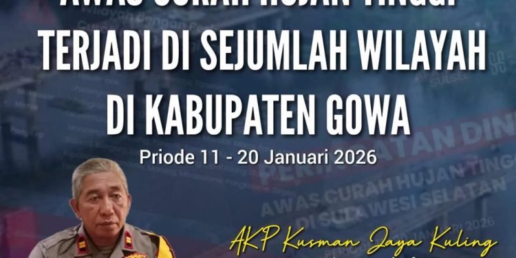 HUJAN LEBAT DIPREDIKSI MELANDA GOWA, POLRES KELUARKAN PERINGATAN DINI