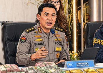 POLRI PAMER RATUSAN M DAN 74 KG EMAS DARI BRANGKAS FEBRIE