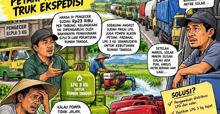 GAS DAN SOLAR LANGKA DI MAROS, PETANI TERJEPIT TRUK EKSPEDISI